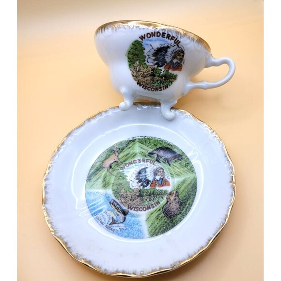 Vintage Fairway Japan Wonderful Wisconsin Souvenir Tea Cup & Saucer Set jj3657 - Picture 9 of 9